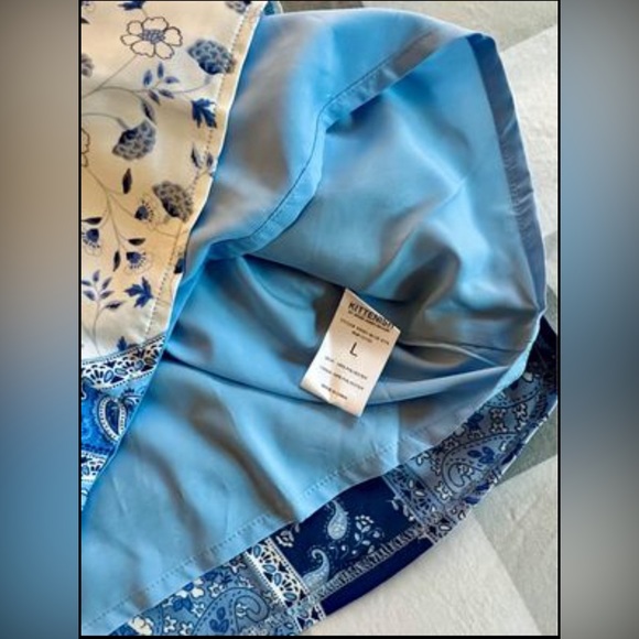 Kittenish, Blue, Paisley, Mini Dress, Large, Knot Front - Picture 3 of 4